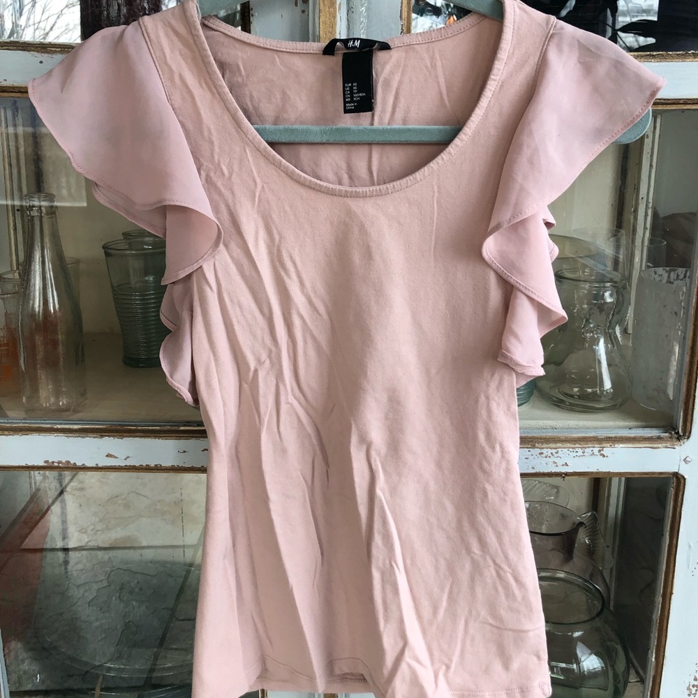 H&M Blush Ruffled Blouse